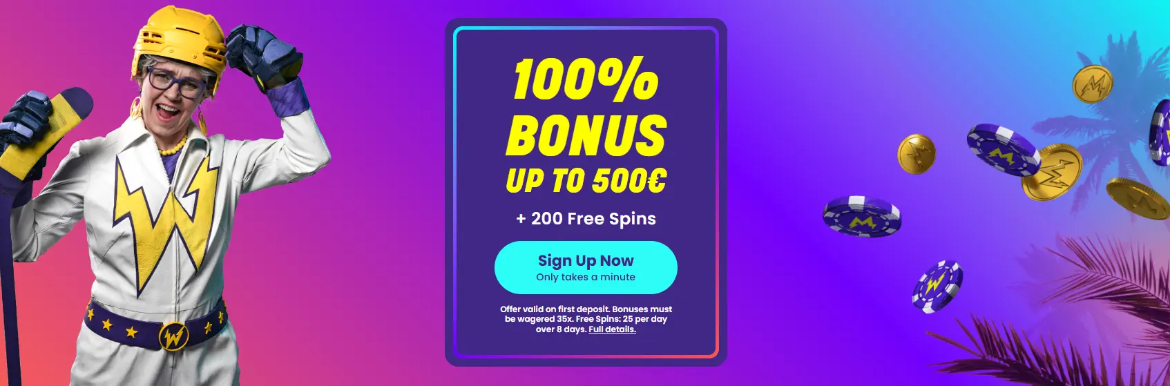 100% bonus up to 500$ + 200 Free Spins WILDZ CASINO